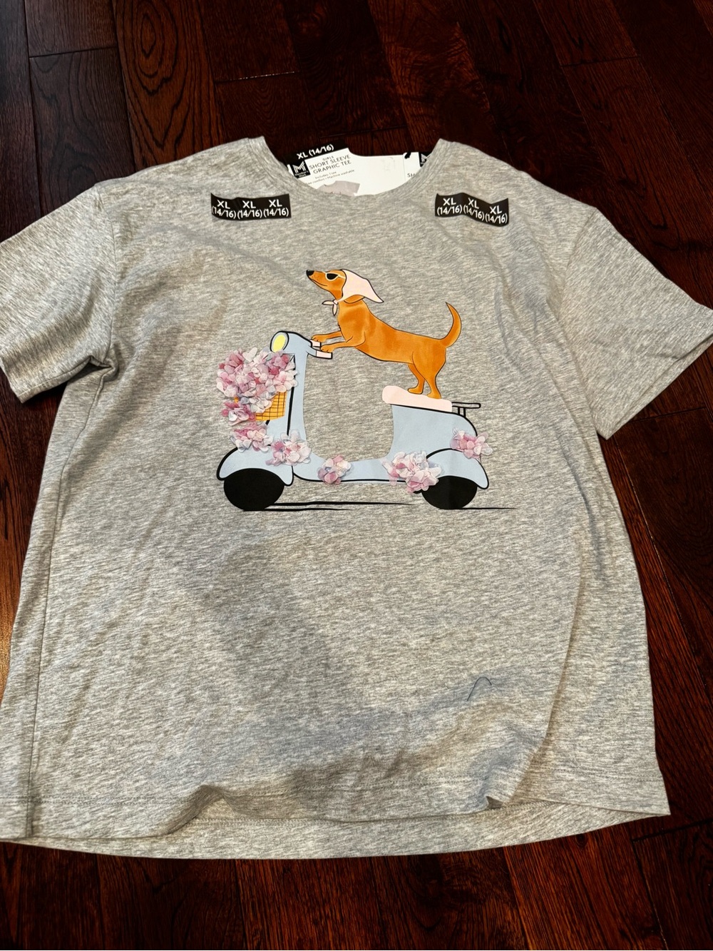 Kids Gray T-Shirt with Scooter & Dog Graphic